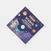 Space Astronaut 4th Birthday Napkins スタンダードランチョンナプキン (角)