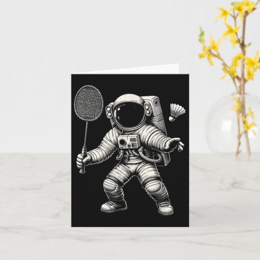Space Astronaut Badminton Player Shuttle Sport  カード (黄色い花)
