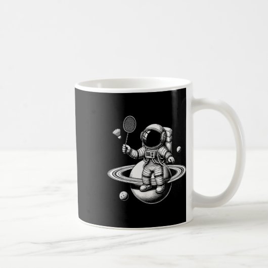 Space Astronaut Badminton Player Shuttle Sport  コーヒーマグカップ (右)