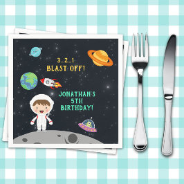 Space Astronaut Birthday Party-Blast Off Design" スタンダードカクテルナプキン