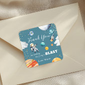 Space Astronaut Blast Thank You Party Sticker スクエアシール
