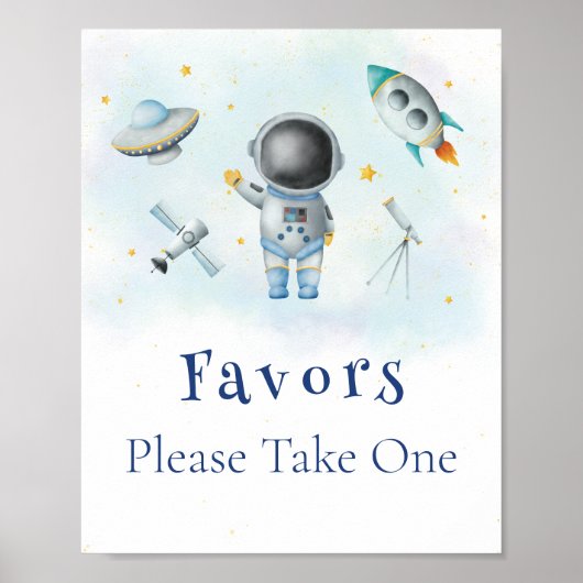 Space Astronaut Boy rockets stars Favors ポスター (正面)