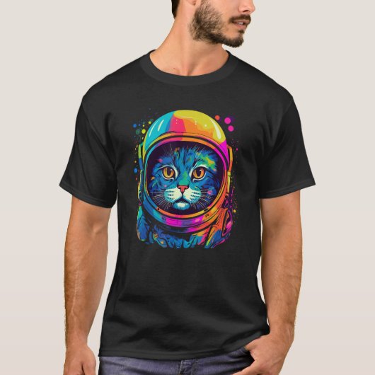 Space Astronaut Cat  Men Women Kids Space Cat Tシャツ (正面)