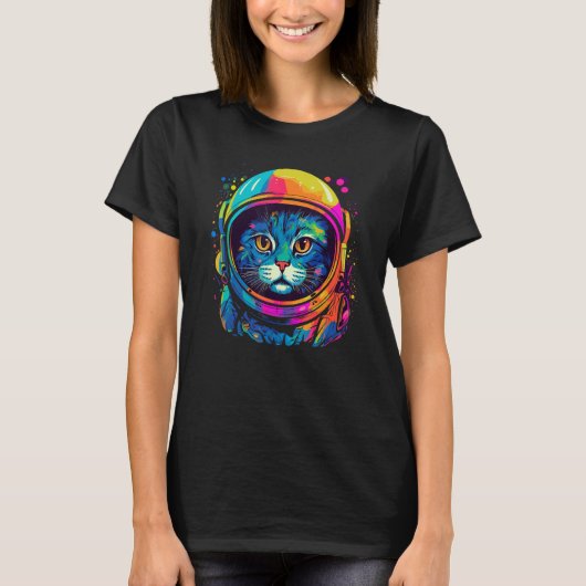 Space Astronaut Cat  Men Women Kids Space Cat Tシャツ (正面)