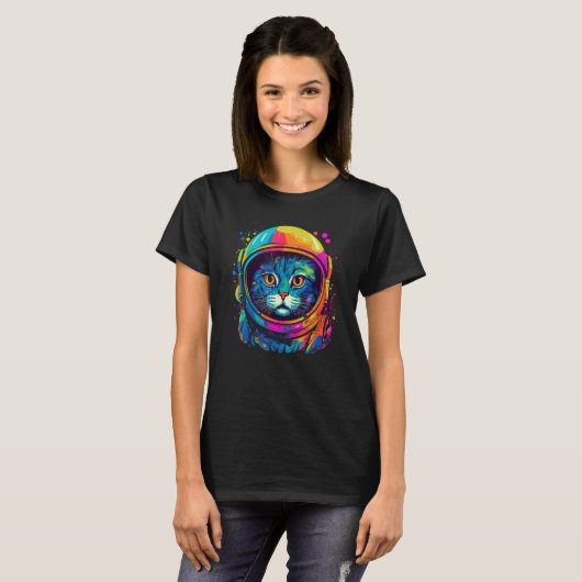 Space Astronaut Cat  Men Women Kids Space Cat Tシャツ (正面フル)