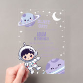 Space Astronaut for Boys| 銀河お外宇宙パーティー アクリル招待状 (インサイチュ (ポータブル))