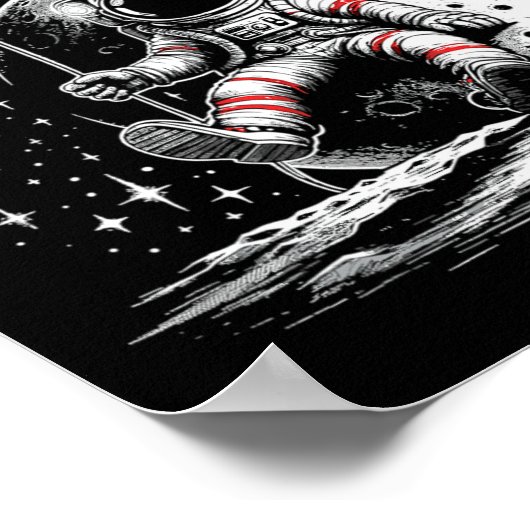 Space Astronaut Heart Bylloon Valentine's Day Vale ポスター (角)