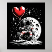 Space Astronaut Heart Bylloon Valentine's Day Vale ポスター (正面)