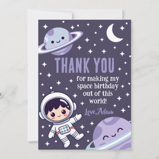 Space Astronaut | Outer Space Galaxy Planets Stars サンキューカード (正面)