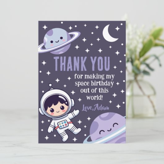 Space Astronaut | Outer Space Galaxy Planets Stars サンキューカード (スタンド正面)