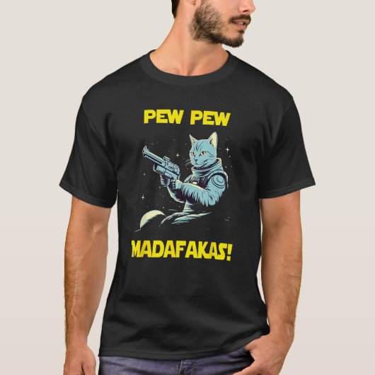 Space Astronaut Pew Madafakas Egyptian Mau Cat Tシャツ (正面)