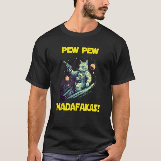 Space Astronaut Pew Madafakas Nebelung Cat 1 Tシャツ (正面)