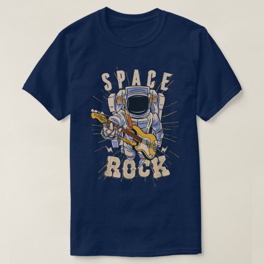 Space Astronaut Playing Guitar Astronomy Electric Tシャツ (デザイン正面)