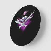 Space Astronaut Swimmer ラウンド壁時計 (傾斜)