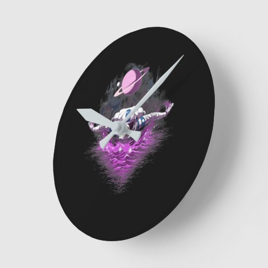 Space Astronaut Swimming ラウンド壁時計 (傾斜)