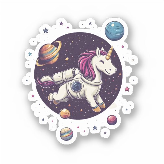 Space Astronaut Unicorn (1) シール (正面)