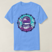 Space Astronaut with Planets, Moons and Flowers Tシャツ (デザイン正面)