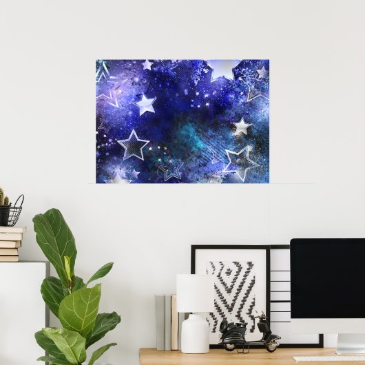 Space Background with Stars ポスター (ホームオフィス)