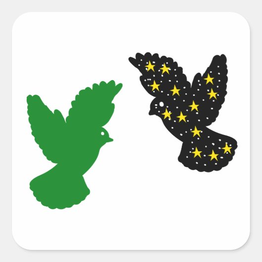 Space Bird & Green Bird スクエアシール (正面)