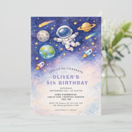 Space Birthday Galaxy Boy Invitation 招待状 (スタンド正面)