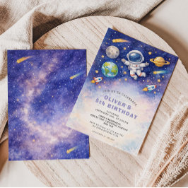 Space Birthday Galaxy Boy Invitation 招待状