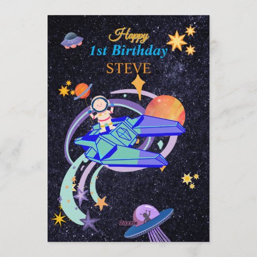 Space Birthday Invitation Card | Any Kid's Age 招待状 (裏面)