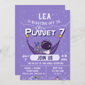 Space Birthday Party Invitation 招待状 (正面/裏面)