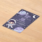 Space Birthday Party Invitation | Galaxy Astronaut アクリル招待状 (レイダウン)