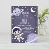 Space Birthday Party Invitation | Galaxy Astronaut 招待状 (スタンド正面)