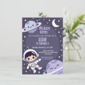 Space Birthday Party Invitation | Galaxy Astronaut 招待状 (スタンド正面)