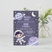 Space Birthday Party Invitation | Galaxy Astronaut