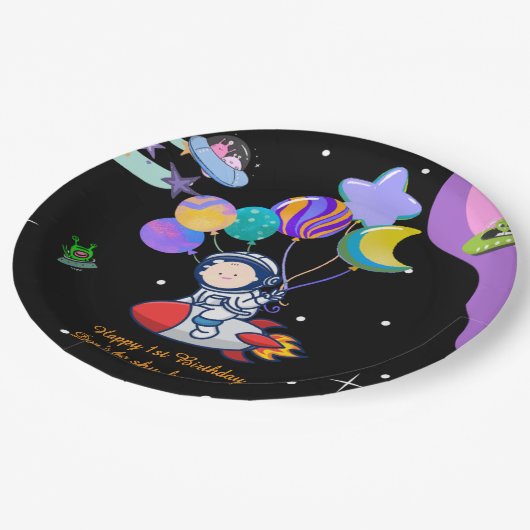 Space Birthday Party Theme | Galaxy Theme Decor ペーパープレート (アングル)