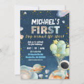 Space Boy 1ST Trip around the sun Birthday Invitat 招待状 (正面)