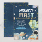 Space Boy 1ST Trip around the sun Birthday Invitat 招待状 (正面/裏面)