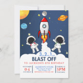 Space Boy Birthday 招待状 (正面)