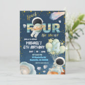 Space Boy reach FOUR the stars 4th Birthday Invita 招待状 (スタンド正面)