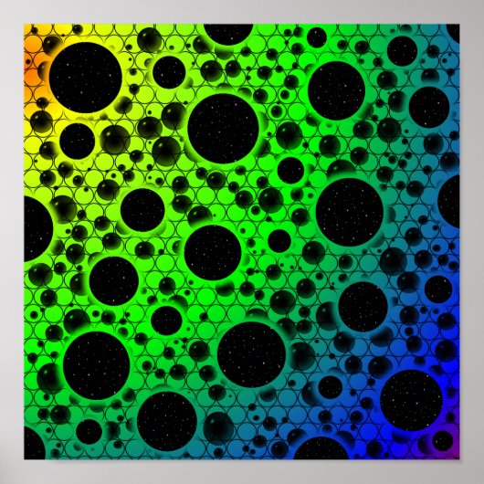 Space Bubble Spots - Rainbow OYGBP ポスター (正面)