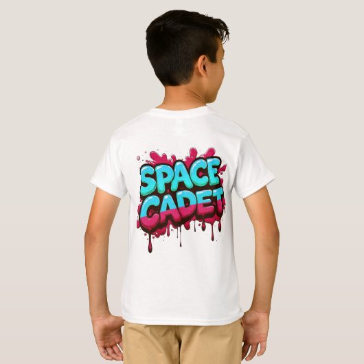 Space Cadet Graffiti Typography Tシャツ (裏面フル)