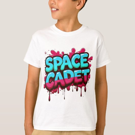 Space Cadet Graffiti Typography Tシャツ (正面)