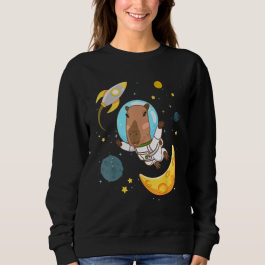 Space Capybara Cosmonaut Capy Astronaut Planets Sc スウェットシャツ (正面)