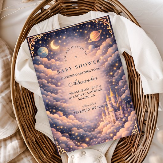 Space Castle Baby Shower 招待状