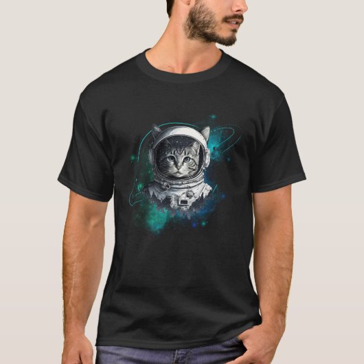 Space Cat Astronaut Tシャツ (正面)