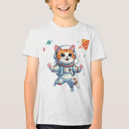 Space Cat Astronaut T-Shirt – Funny Cosmic Kitty トライブレンドTシャツ