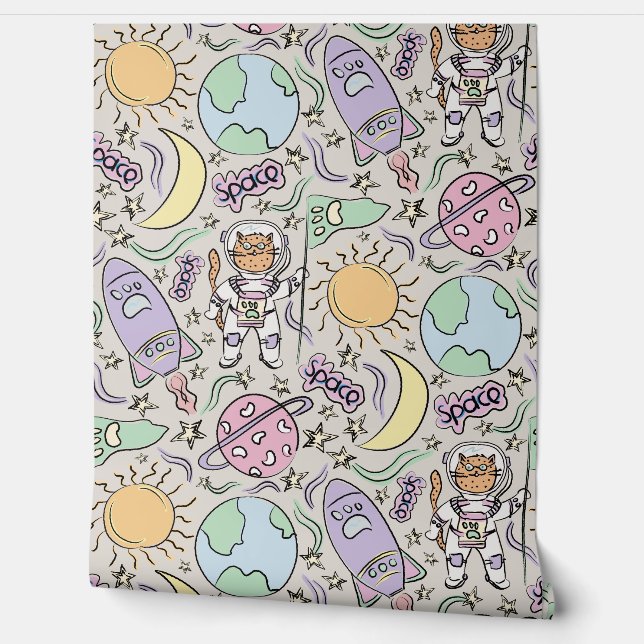Space Cat - Cat Doodles - Astronaut Animals 壁紙 (ほどく)