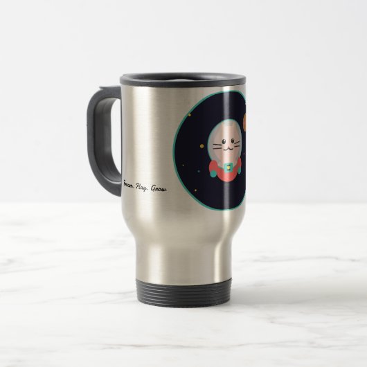 Space Cat Coffee Mug - Cosmic Kitty Astronaut Cup トラベルマグ (正面左)