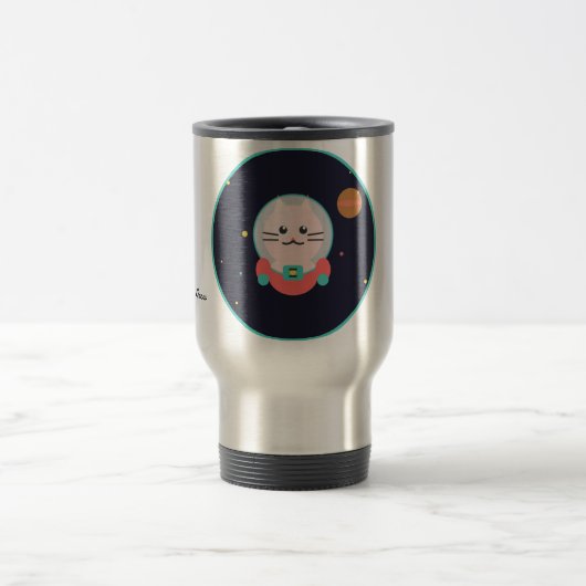 Space Cat Coffee Mug - Cosmic Kitty Astronaut Cup トラベルマグ (中央)