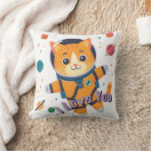 Space Cat Galaxy Throw Pillow 16"x16" クッション (ブランケット)