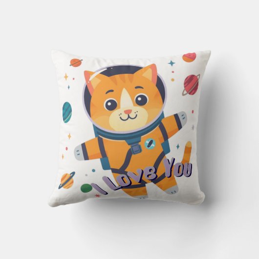 Space Cat Galaxy Throw Pillow 16"x16" クッション (裏面)