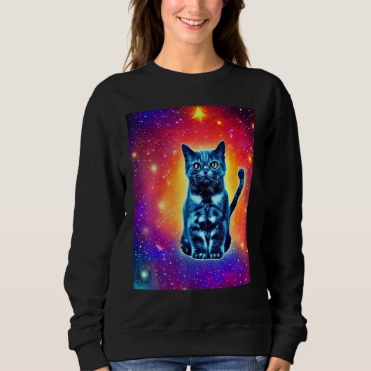 Space Cat Kitty Kitten In Cat Style 1 スウェットシャツ (正面)