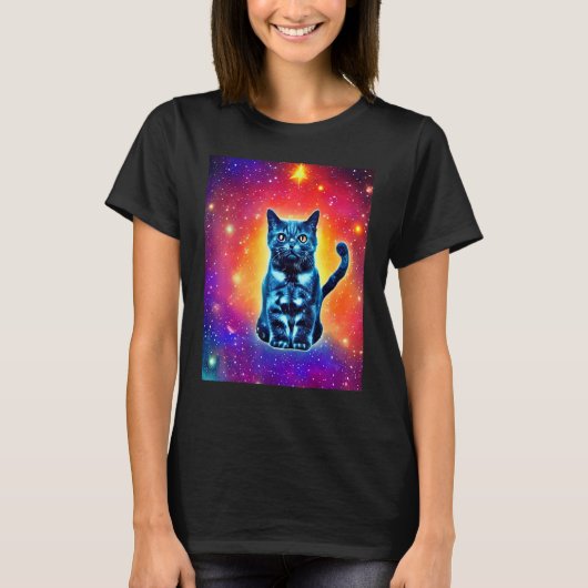 Space Cat Kitty Kitten In Cat Style 1 Tシャツ (正面)